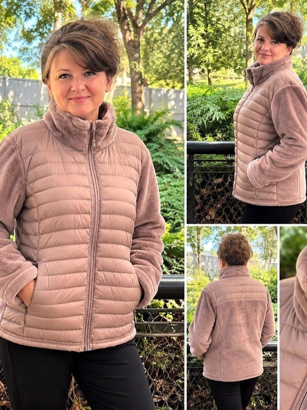 32 Degrees Heat Women’s XL Down Puffer Fleece Hybrid Jacket Mauve